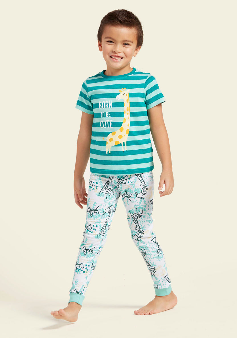 Juniors Printed T-shirt with Pyjamas - Set of 3-Nightwear-image-7