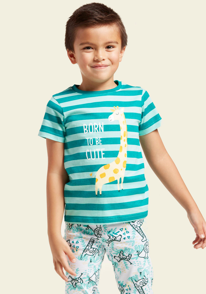 Juniors Printed T-shirt with Pyjamas - Set of 3-Nightwear-image-8