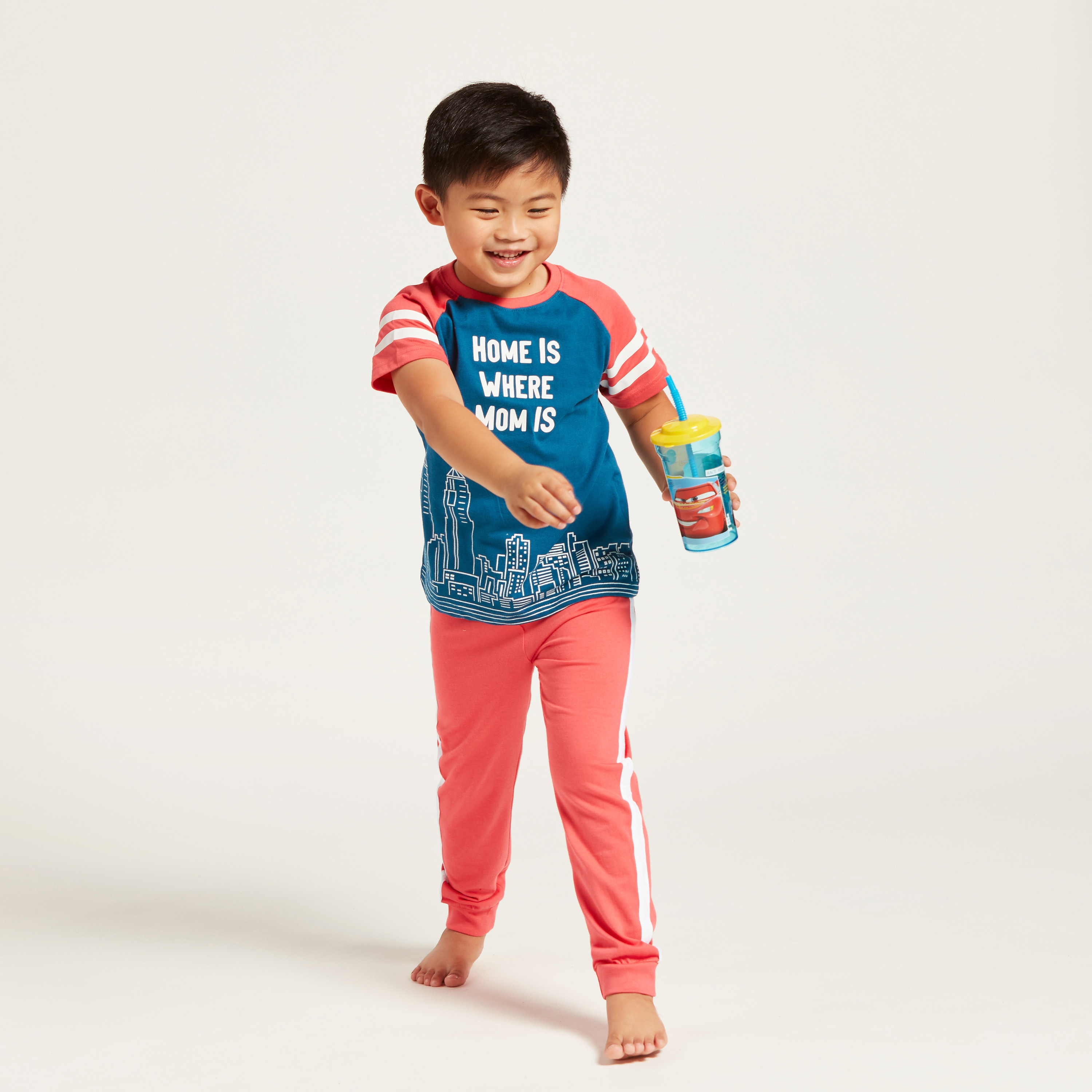Juniors Graphic Print Raglan Sleeves T-shirt and Solid Pyjama Set-boys-clothing-nightwear-image-1
