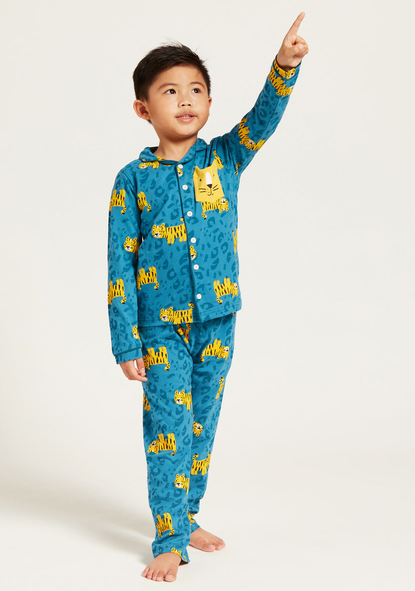 Juniors Printed Long Sleeves Shirt and Pyjama Set-Nightwear-image-1