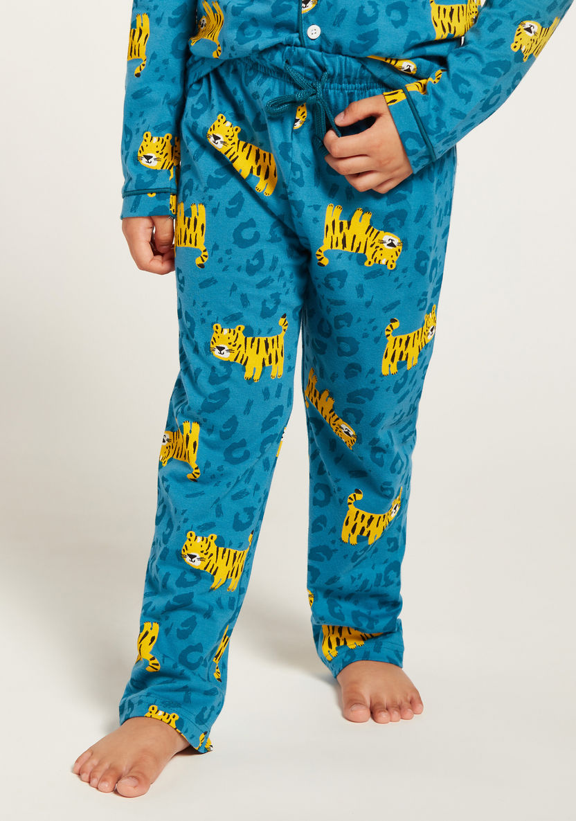Juniors Printed Long Sleeves Shirt and Pyjama Set-Nightwear-image-3
