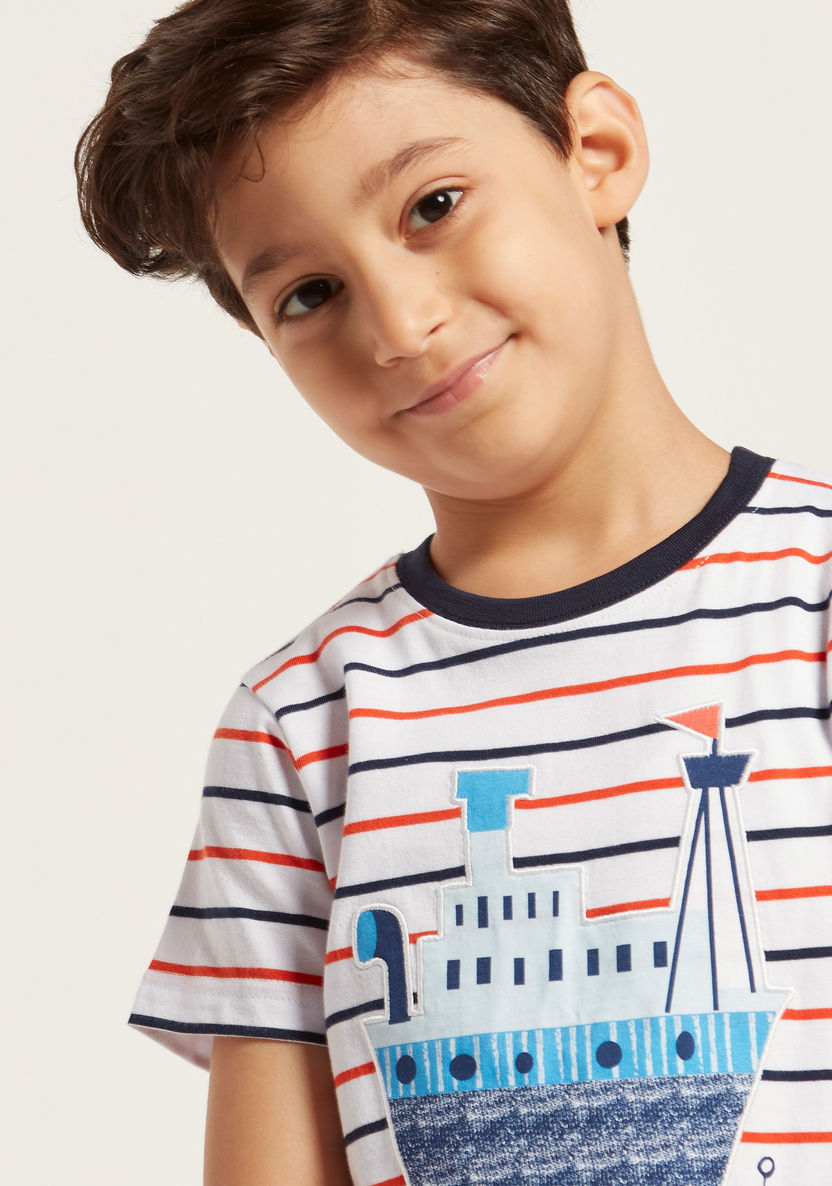 Juniors Nautical Print Short Sleeves T-shirt and Pyjama Set-Pyjama Sets-image-3