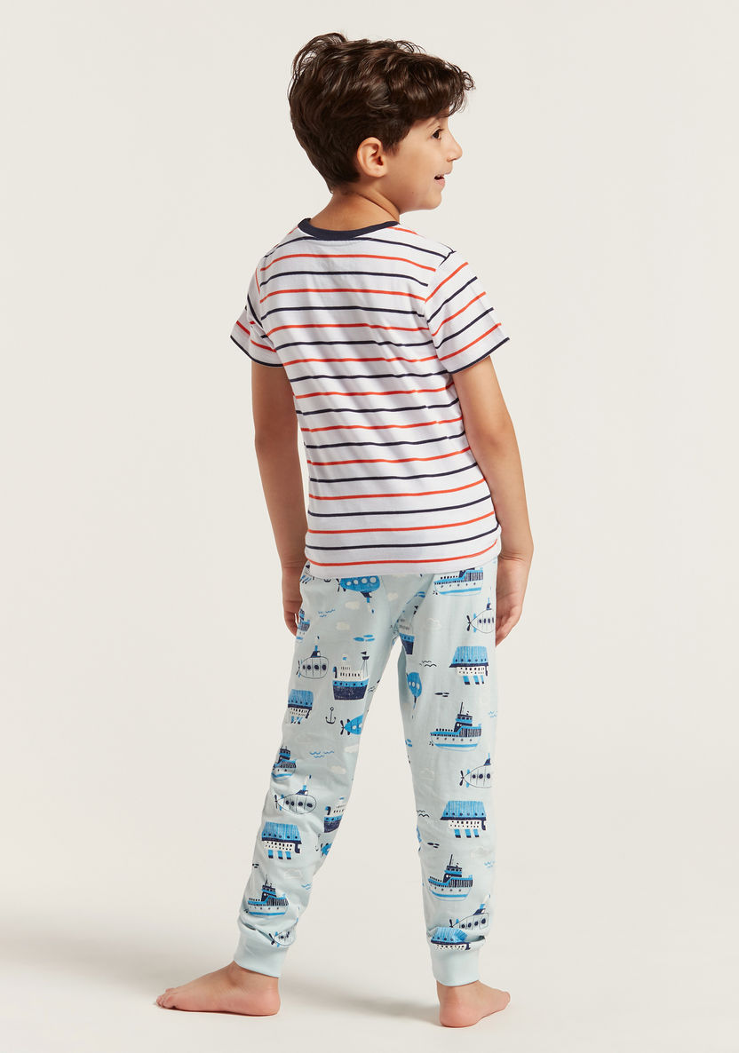 Juniors Nautical Print Short Sleeves T-shirt and Pyjama Set-Pyjama Sets-image-4