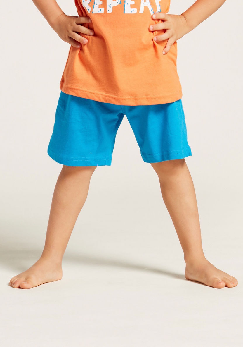 Juniors Printed Round Neck T-shirt and Bermuda Set-Nightwear-image-2