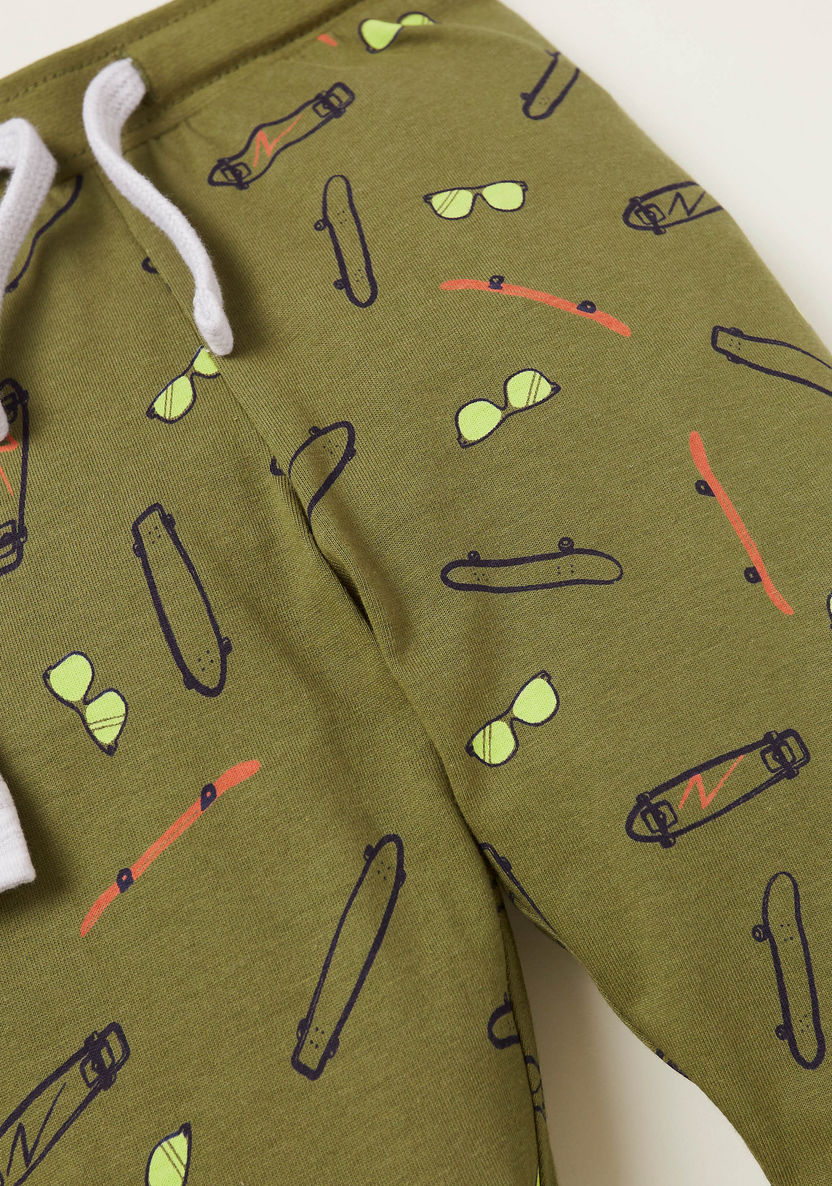 Juniors Graphic Print T-shirt and Contrast Full-Length Pyjama Set-Pyjama Sets-image-4