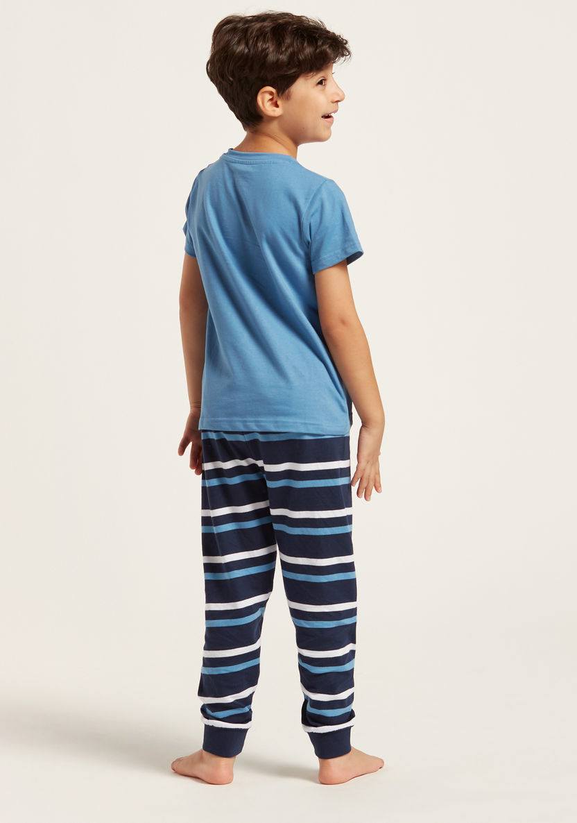 Juniors 4-Piece Printed Short Sleeves T-shirt and Pyjama Set-Pyjama Sets-image-3