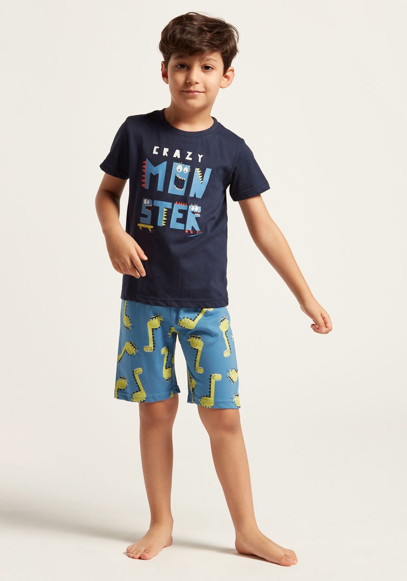 Juniors 4-Piece Printed Short Sleeves T-shirt and Pyjama Set-Pyjama Sets-image-4