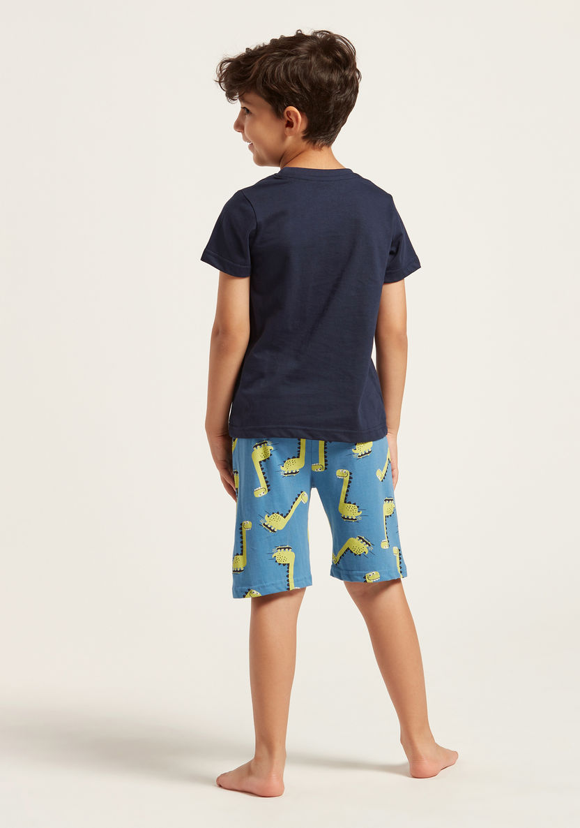 Juniors 4-Piece Printed Short Sleeves T-shirt and Pyjama Set-Pyjama Sets-image-6