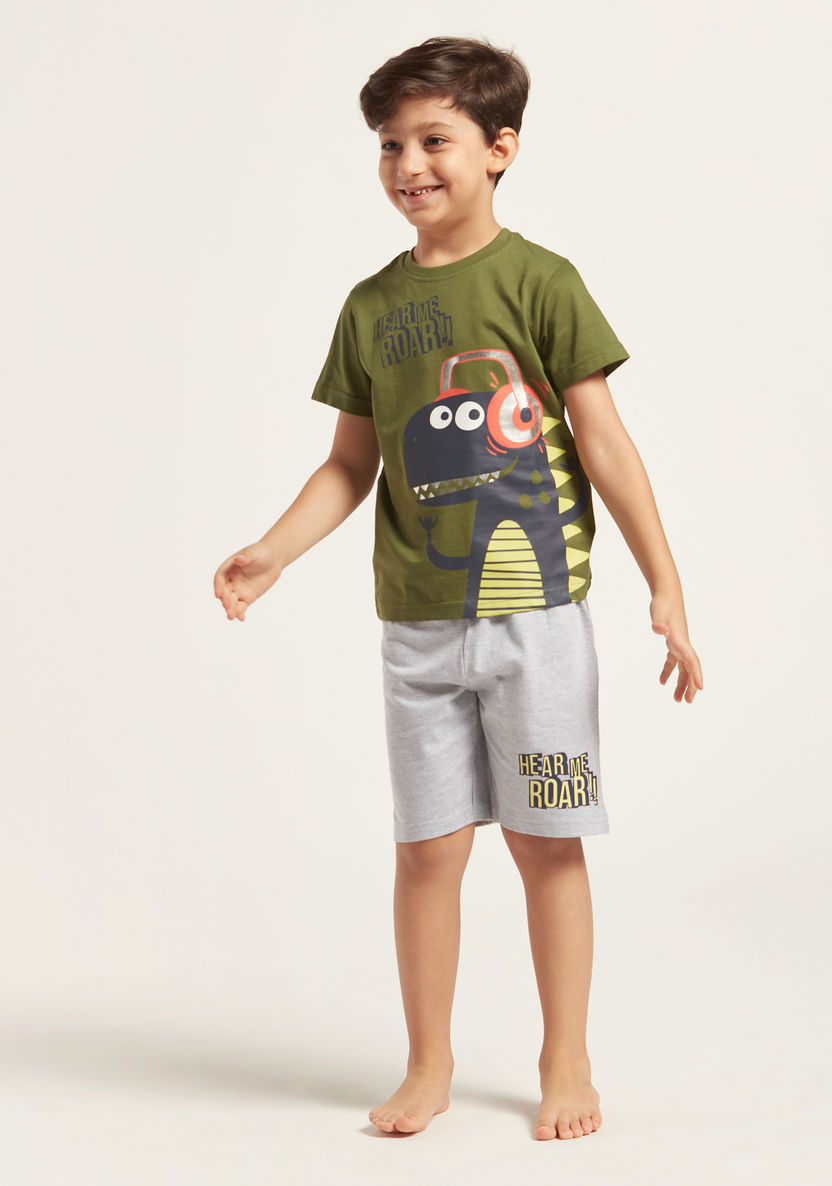 Juniors Graphic Print T-shirt and Shorts Set-Nightwear-image-2