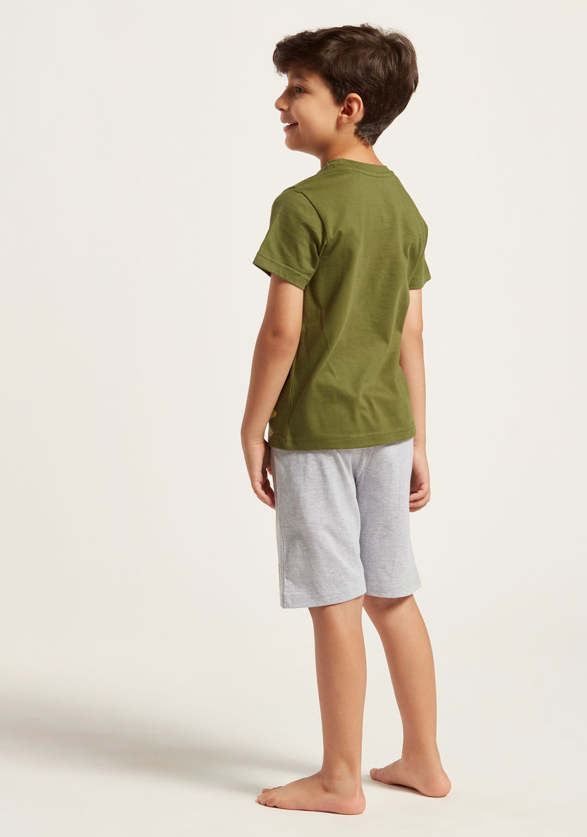 Juniors Graphic Print T-shirt and Shorts Set-Nightwear-image-4