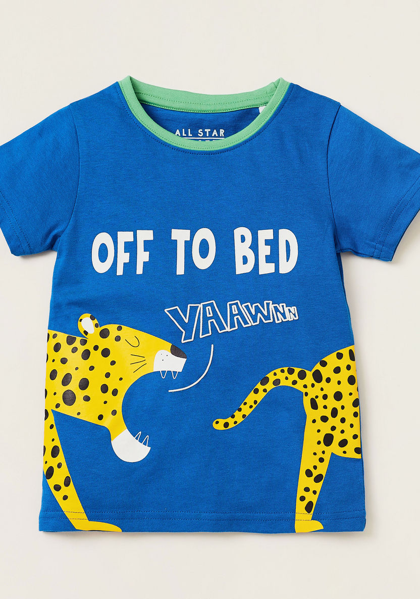 Juniors Printed Round Neck T-shirt and Pyjamas Set-Pyjama Sets-image-1