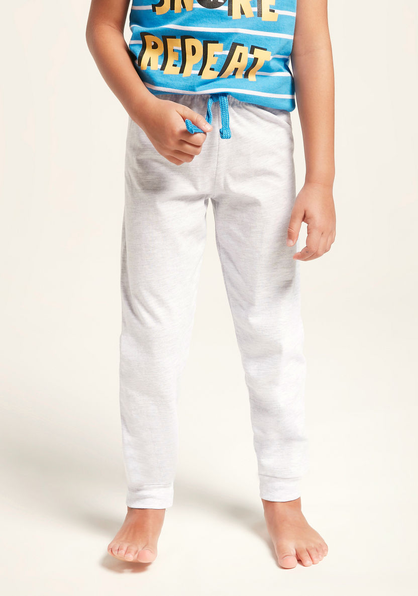 Juniors Striped Short Sleeves T-shirt and Solid Pyjama Set-Pyjama Sets-image-3