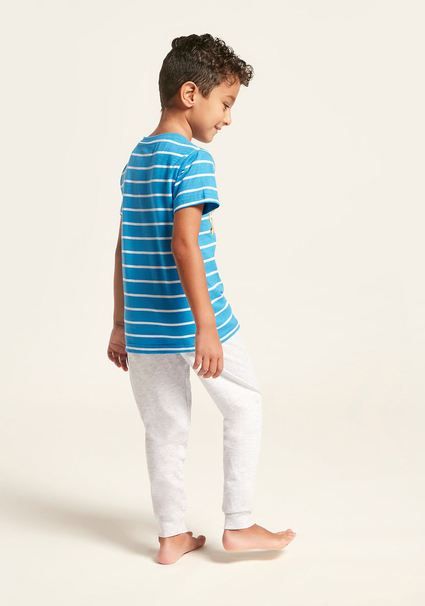 Juniors Striped Short Sleeves T-shirt and Solid Pyjama Set-Pyjama Sets-image-4