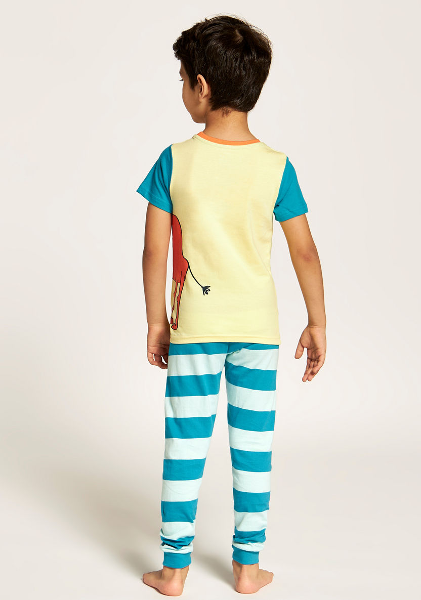 Juniors Camel Print Crew Neck T-shirt and Full Length Pyjama Set-Nightwear-image-4