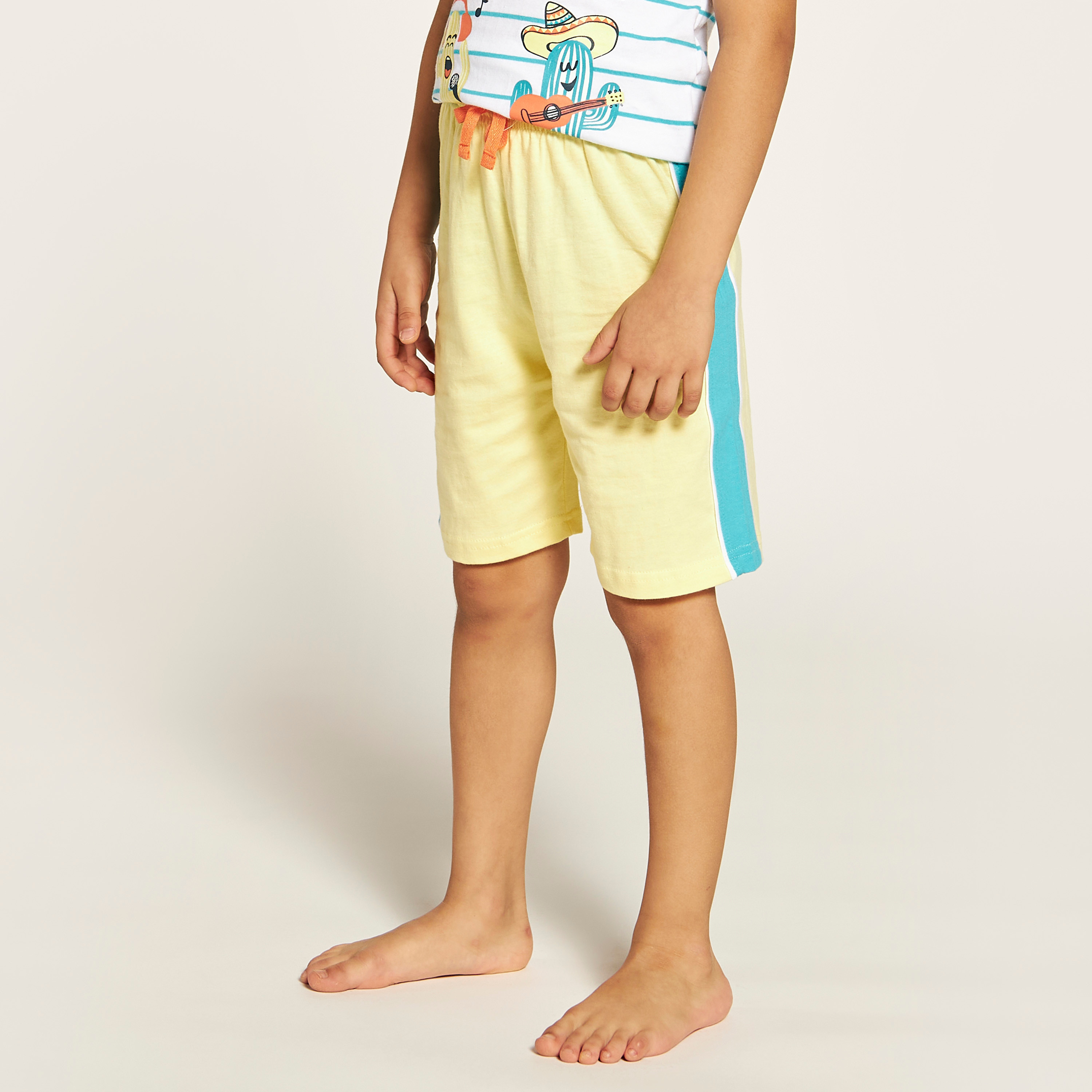 Juniors Printed Print Crew Neck T-shirt and Shorts Set-boys-clothing-nightwear-image-4