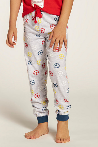 Juniors Football Theme T-shirt and Printed Pyjama Set