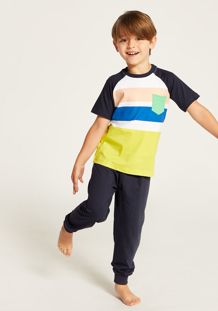 Juniors Printed Crew Neck T-shirt and Pyjama - Set of 2-Pyjama Sets-image-1