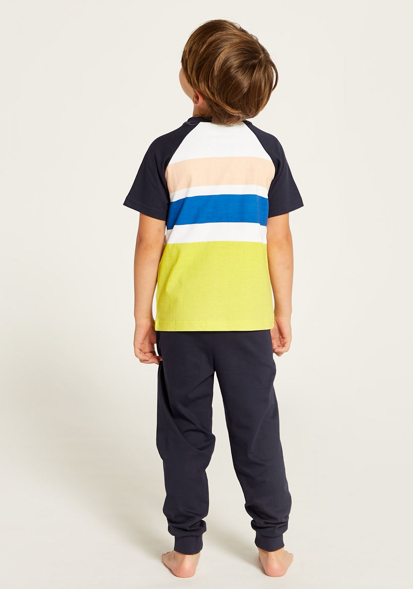 Juniors Printed Crew Neck T-shirt and Pyjama - Set of 2-Pyjama Sets-image-7