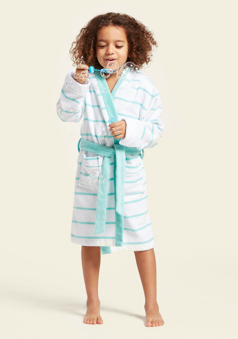 Juniors Striped Bathrobe with Pocket Detail-Towels and Flannels-image-0