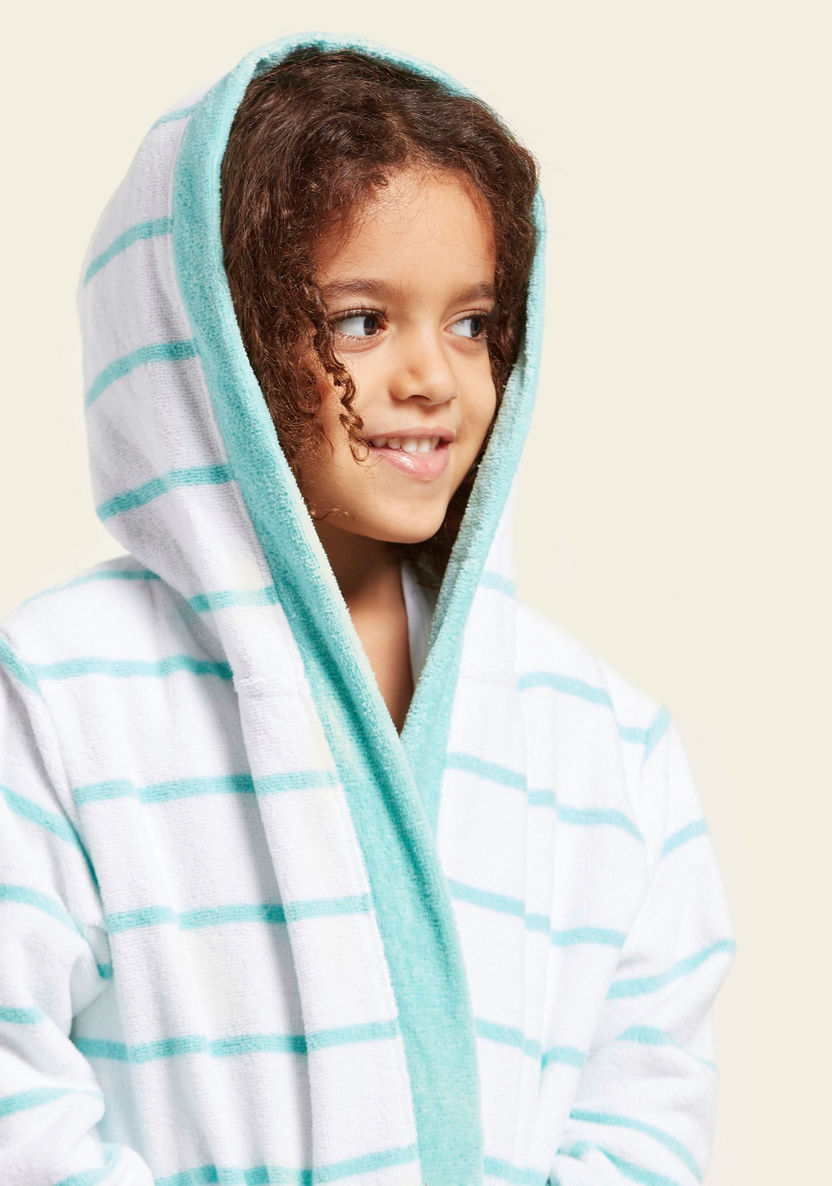 Juniors Striped Bathrobe with Pocket Detail-Towels and Flannels-image-3
