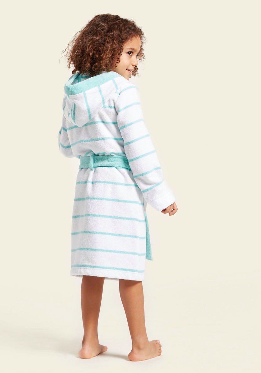 Juniors Striped Bathrobe with Pocket Detail-Towels and Flannels-image-4