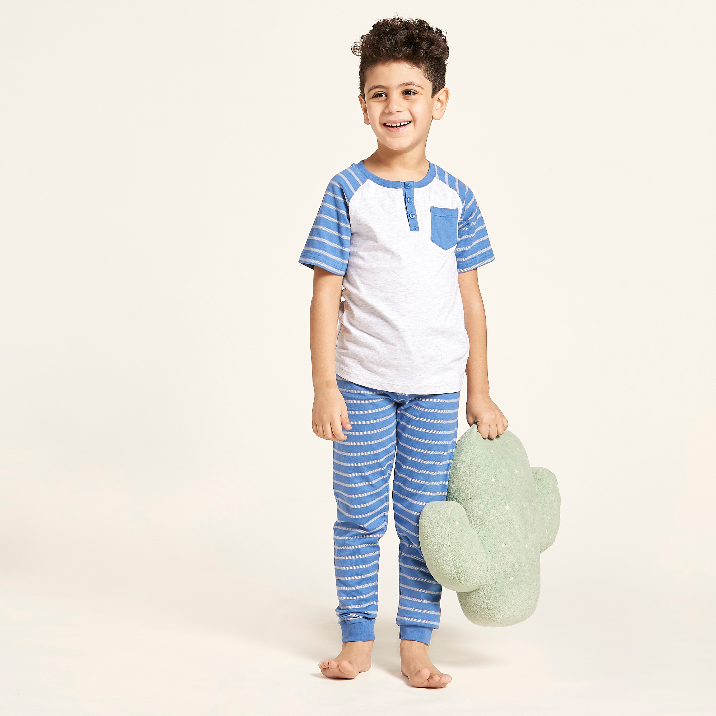 Buy Juniors Striped Short Sleeves T shirt and Pyjama Set Online Babyshop UAE