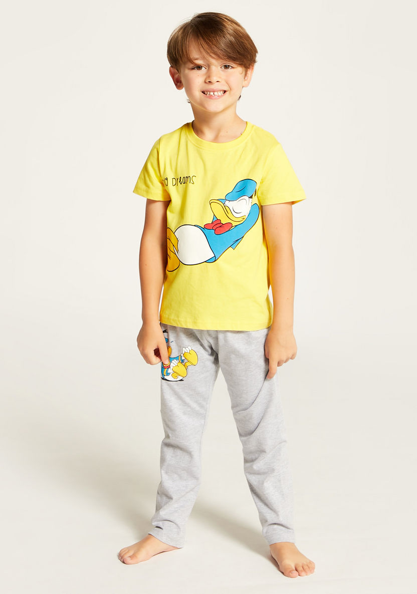 Disney Donald Duck Print Crew Neck T-shirt and Pyjama - Set of 2-Multipacks-image-1