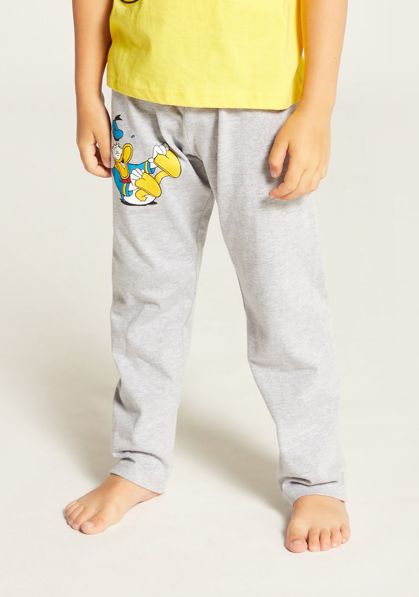 Disney Donald Duck Print Crew Neck T-shirt and Pyjama - Set of 2-Multipacks-image-3