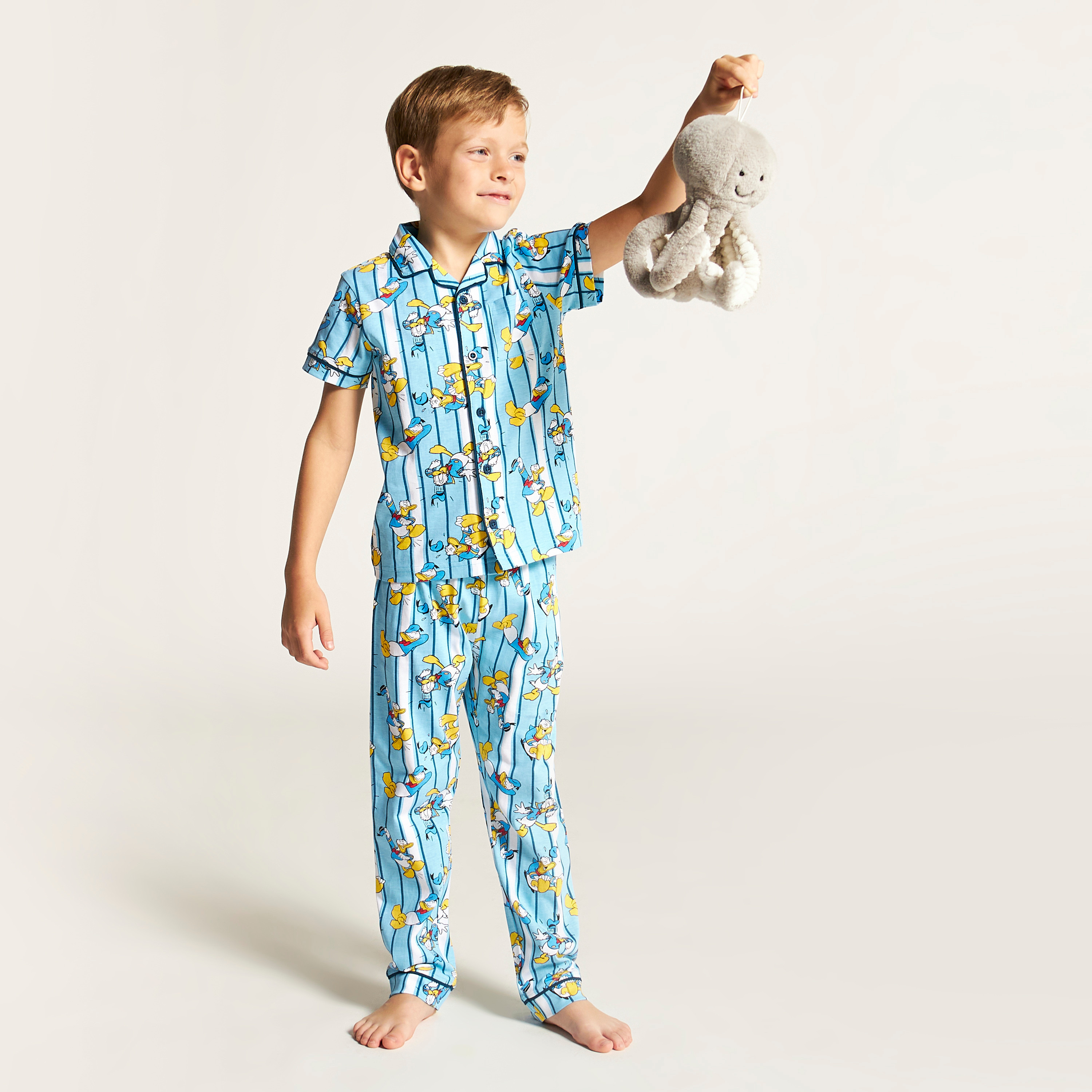 Disney Donald Duck Print Shirt and Full Length Pyjama Set-boys-clothing-nightwear-image-1