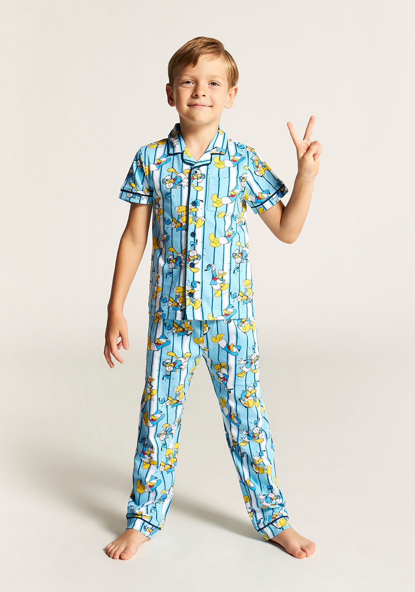 Disney Donald Duck Print Shirt and Full Length Pyjama Set-Pyjama Sets-image-1