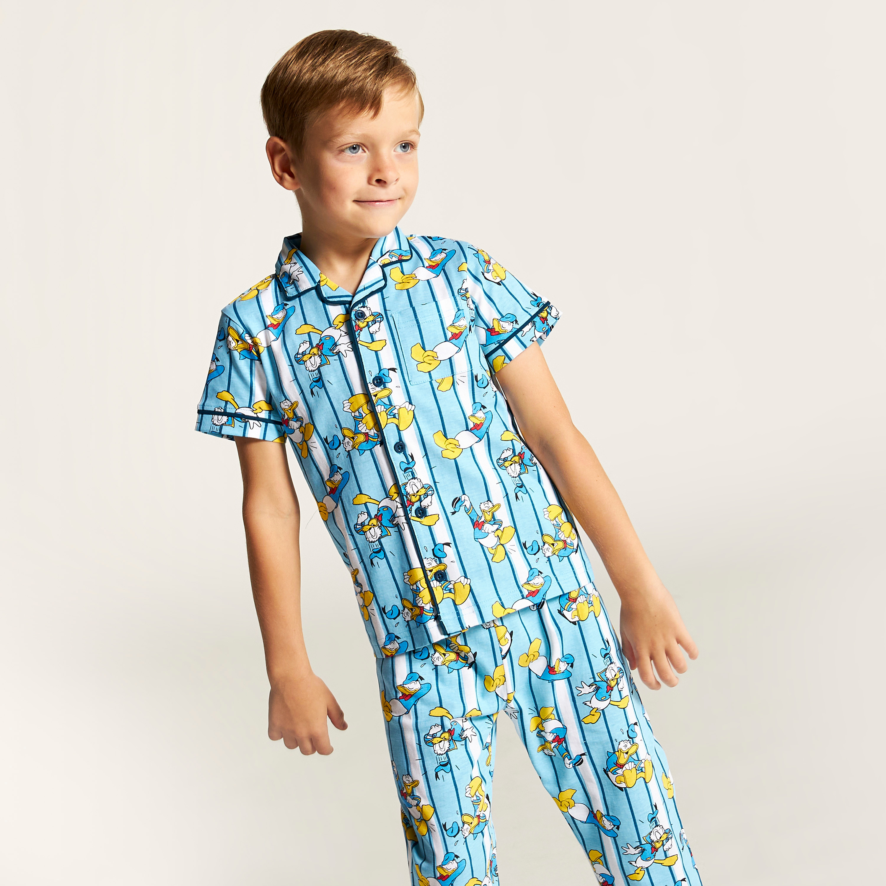 Disney Donald Duck Print Shirt and Full Length Pyjama Set-boys-clothing-nightwear-image-3