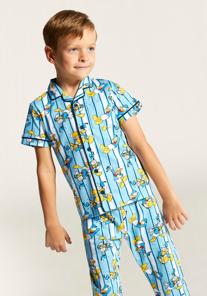 Disney Donald Duck Print Shirt and Full Length Pyjama Set-Pyjama Sets-image-2