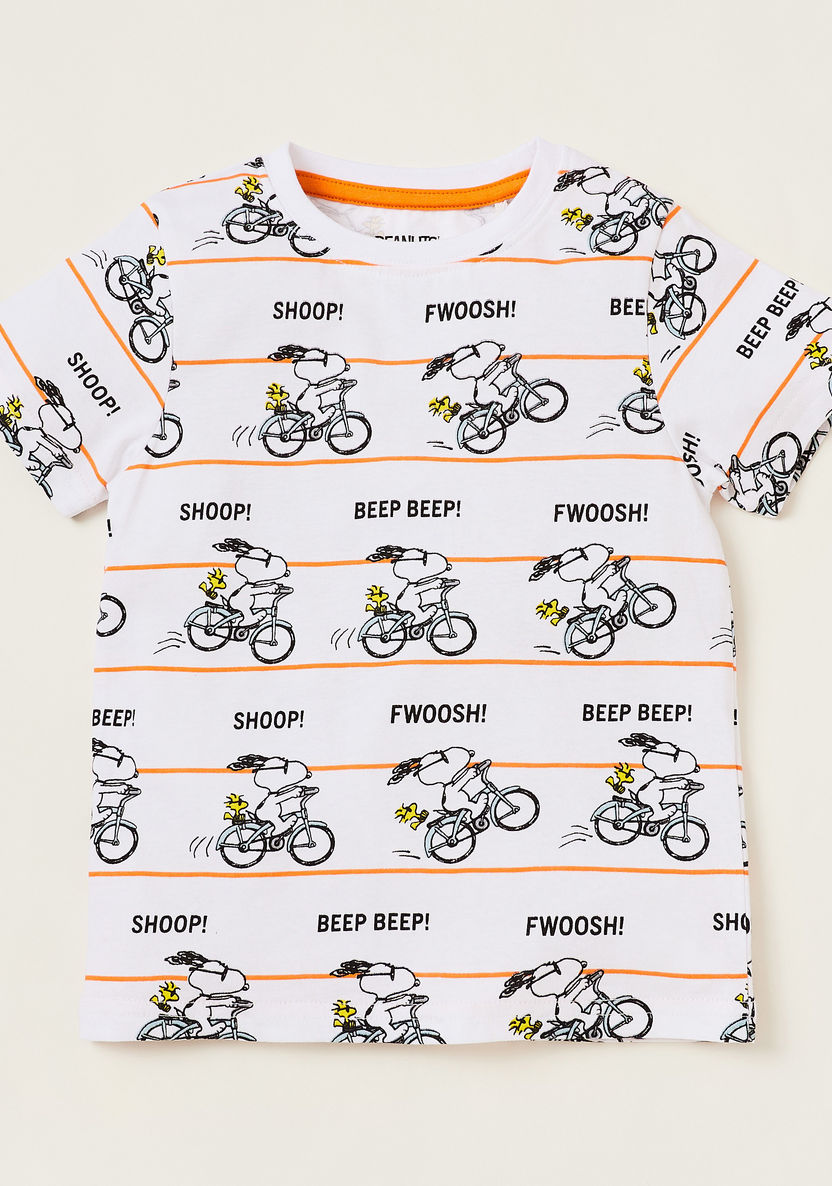 Printed Round Neck T-shirt and Shorts Set-Nightwear-image-1