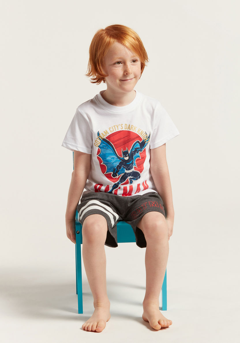 Batman Print T-shirt and Shorts Set-Nightwear-image-1