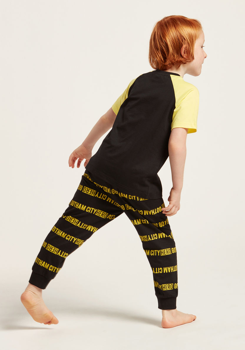 Batman Print Short Sleeves T-shirt and Drawstring Detailed Pyjama Set-Pyjama Sets-image-4