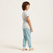 Juniors Typographic Print Round Neck T-shirt and Striped Joggers-Nightwear-thumbnail-4