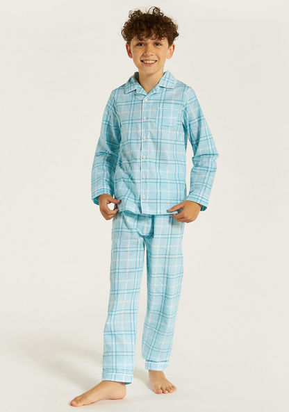 Juniors Checked Long Sleeve Shirt and Pyjama Set