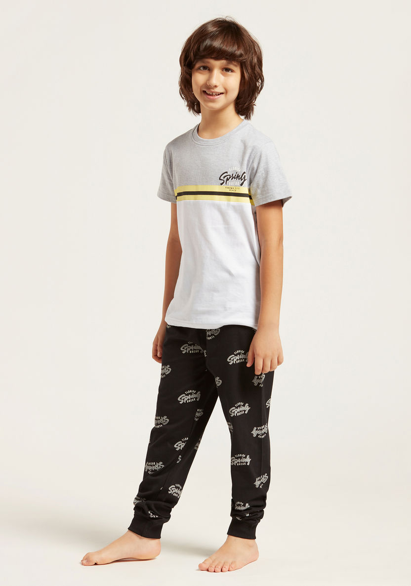 Juniors Printed 4-Piece T-shirt and Full Length Pyjama Set-Nightwear-image-1