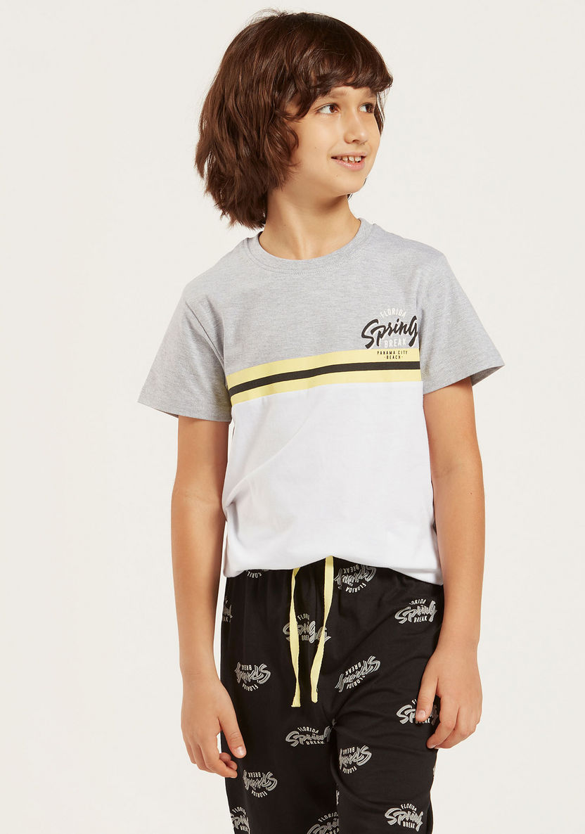 Juniors Printed 4-Piece T-shirt and Full Length Pyjama Set-Nightwear-image-2