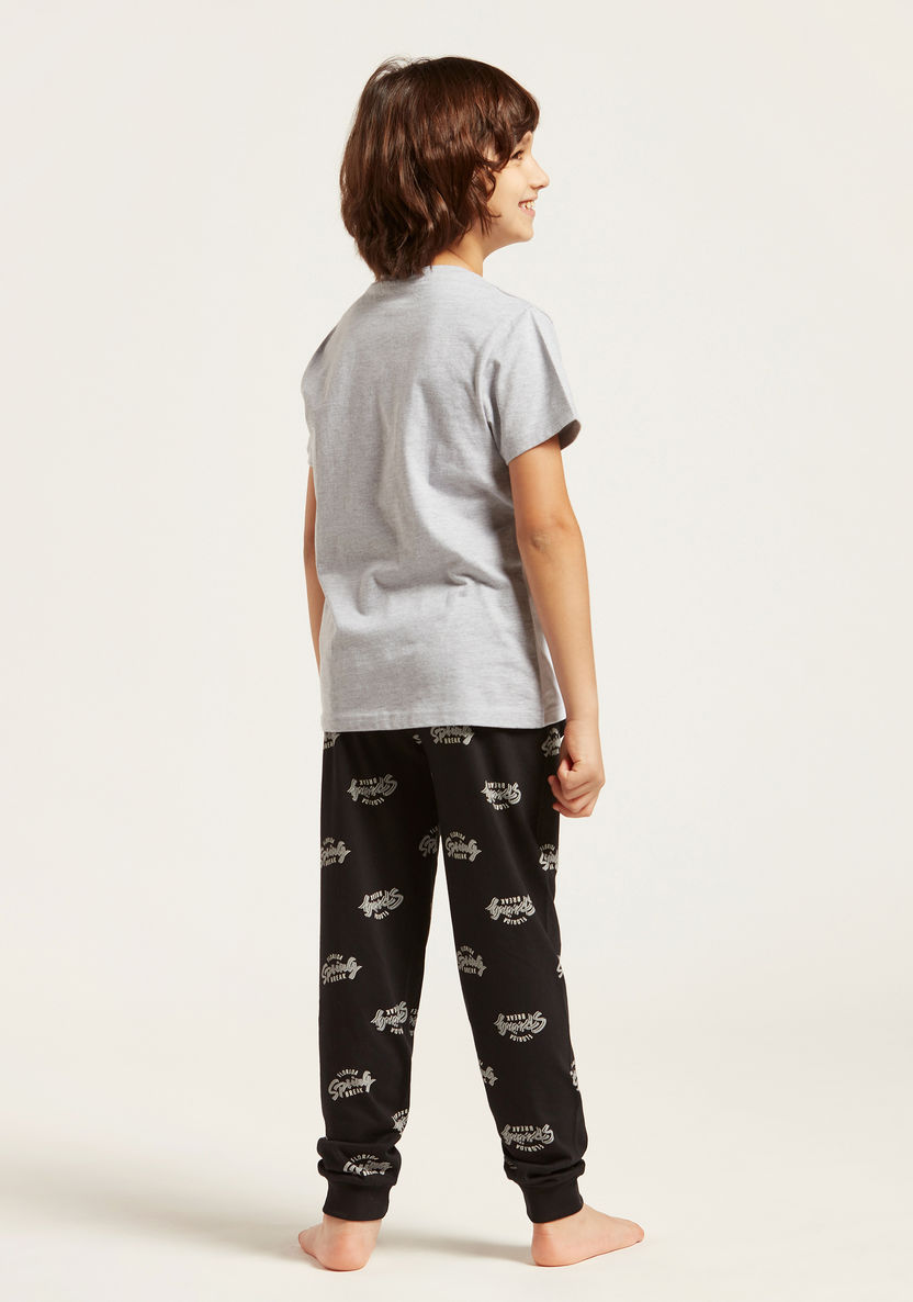 Juniors Printed 4-Piece T-shirt and Full Length Pyjama Set-Nightwear-image-3