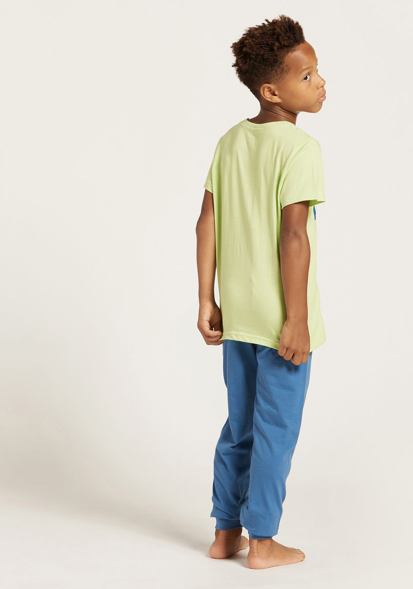 Juniors Printed Round Neck T-shirt and Full Length Pyjama Set-Nightwear-image-3