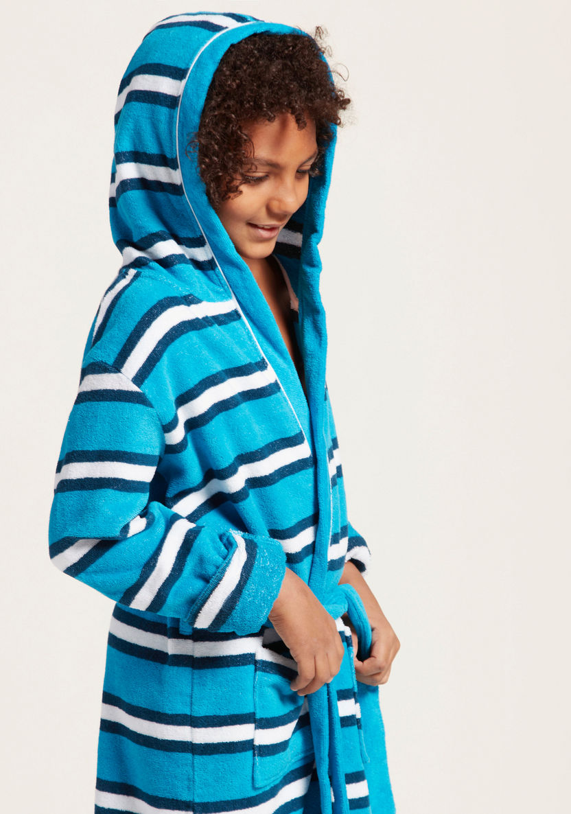 Juniors Striped Bathrobe with Long Sleeves and Sash-Towels and Flannels-image-1