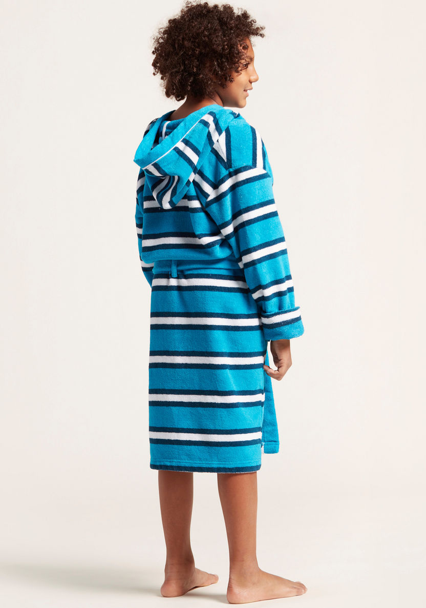Juniors Striped Bathrobe with Long Sleeves and Sash-Towels and Flannels-image-3