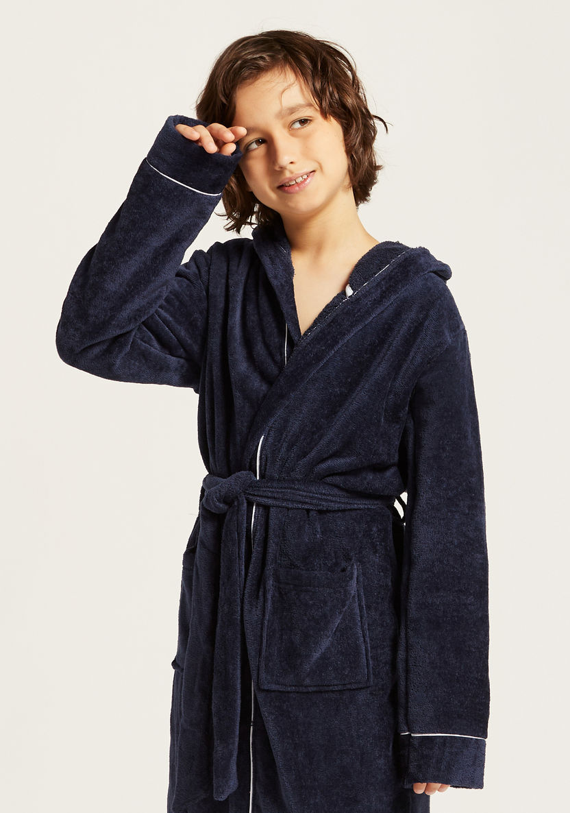 Juniors Textured Bathrobe with Hood and Tie-Ups-Towels and Flannels-image-1