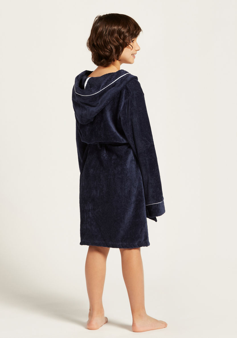 Juniors Textured Bathrobe with Hood and Tie-Ups-Towels and Flannels-image-4
