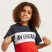 Avengers Print Colourblock T-shirt with Shorts Set-Nightwear-thumbnail-2