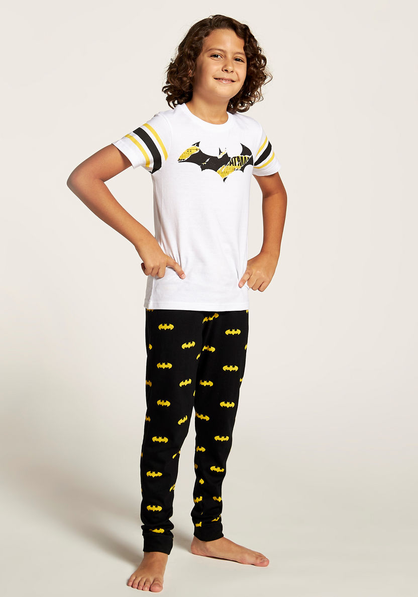 Batman Print T-shirt and Full Length Printed Pyjama Set-Nightwear-image-1