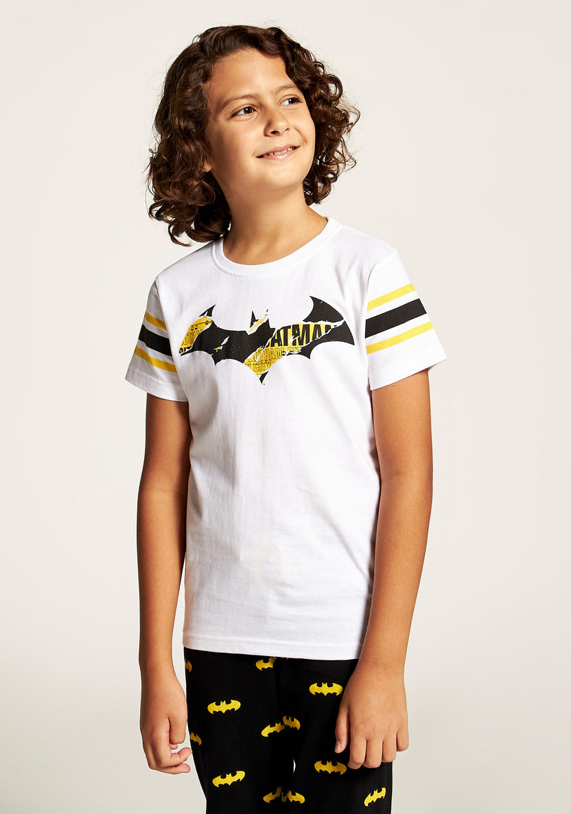 Batman Print T-shirt and Full Length Printed Pyjama Set-Nightwear-image-2