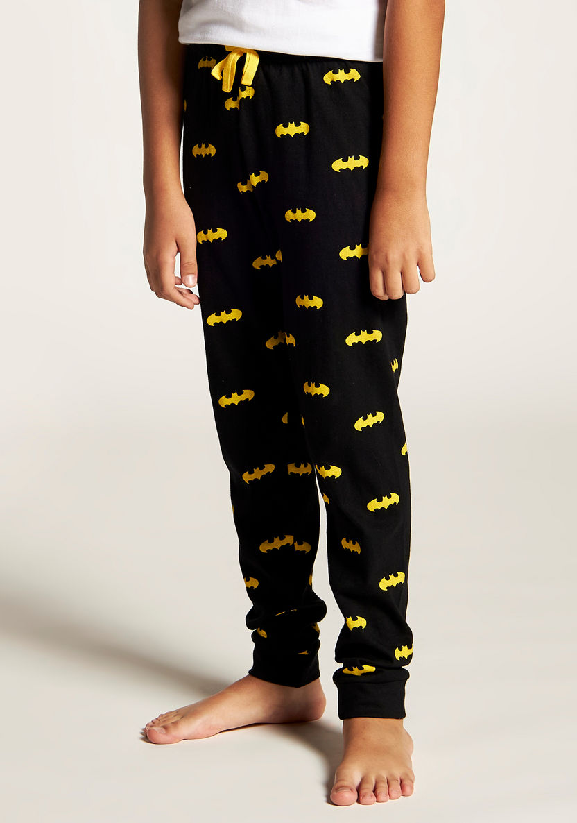 Batman Print T-shirt and Full Length Printed Pyjama Set-Nightwear-image-3