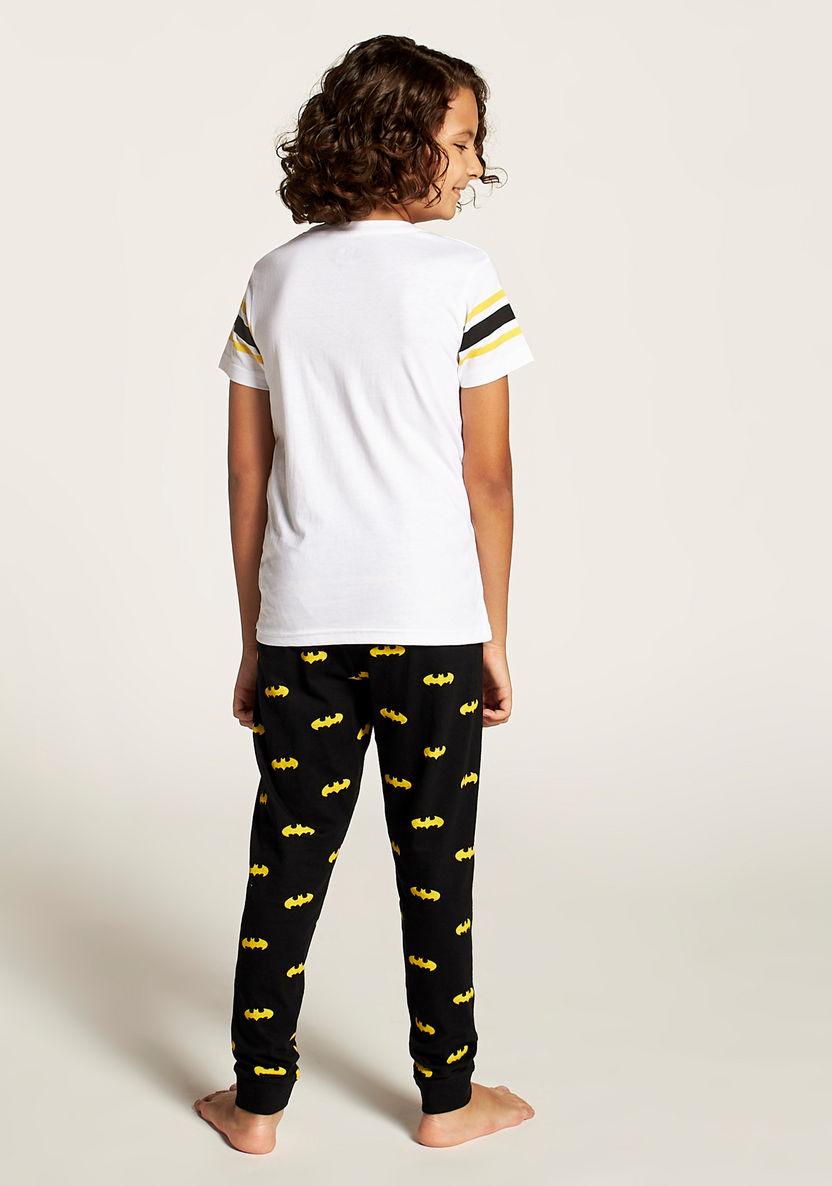 Batman Print T-shirt and Full Length Printed Pyjama Set-Nightwear-image-4